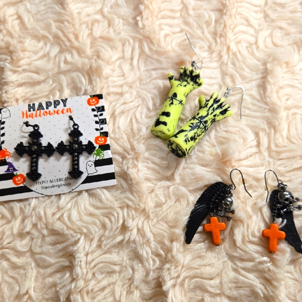 Halloween Earrings Set - Black and Orange